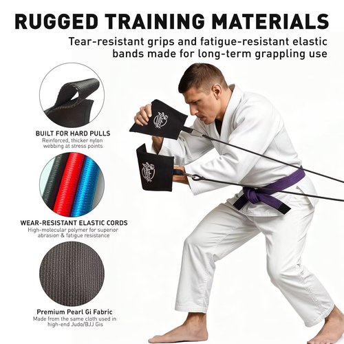 Jiu Jitsu Grip Trainer Simulating Gi – BJJ Resistance Bands System | Grappling Grip Strength & Endurance Training for Judo, MMA & Home Gym