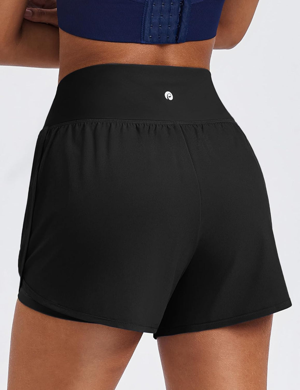 PINSPARK Women's 2-in-1 High Waisted Running Shorts - Quick Dry Workout Gym Shorts with 2 Zip Pockets