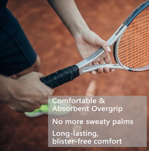 L LK SPORTS Tennis Racket Grip Tape, 6 Pack Precut Anti Slip Tennis Grip Tape, Absorbent Dry Feel Tennis Grips Overgrip for Tennis, Pickleball Black