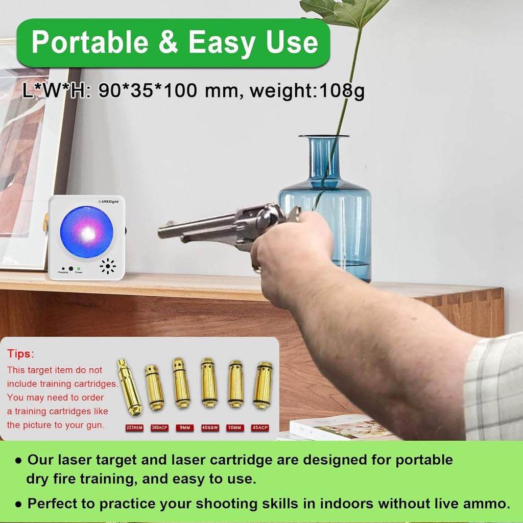 Skiennix 9mm Dry Fire Training Cartridge - Integrated Snap Cap with Red Dot Beam & Double O-Ring