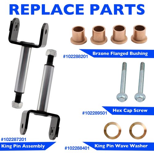 Front End King Pins Repair Kit, Compatible with 2003.5 Up Club Car Precedent Gas Electric Golf Carts, Replace 103638601 102287201 102288201 102288401 102289201 Front Kingpins Bushings Rebuild Kits