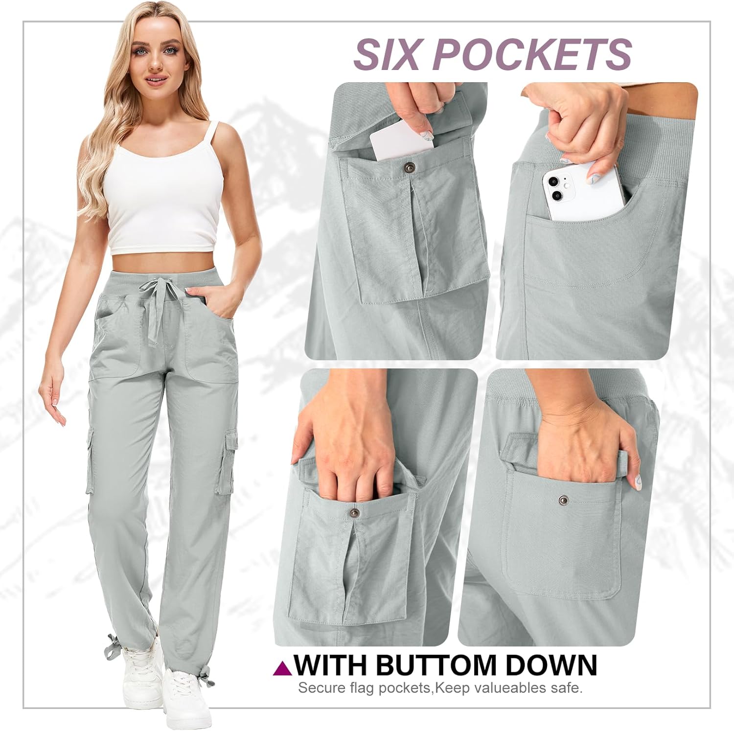 Skiennix Cargo Pants for Women - Lightweight Quick-Dry Joggers with UPF 50 | Ideal for Travel & Hiking