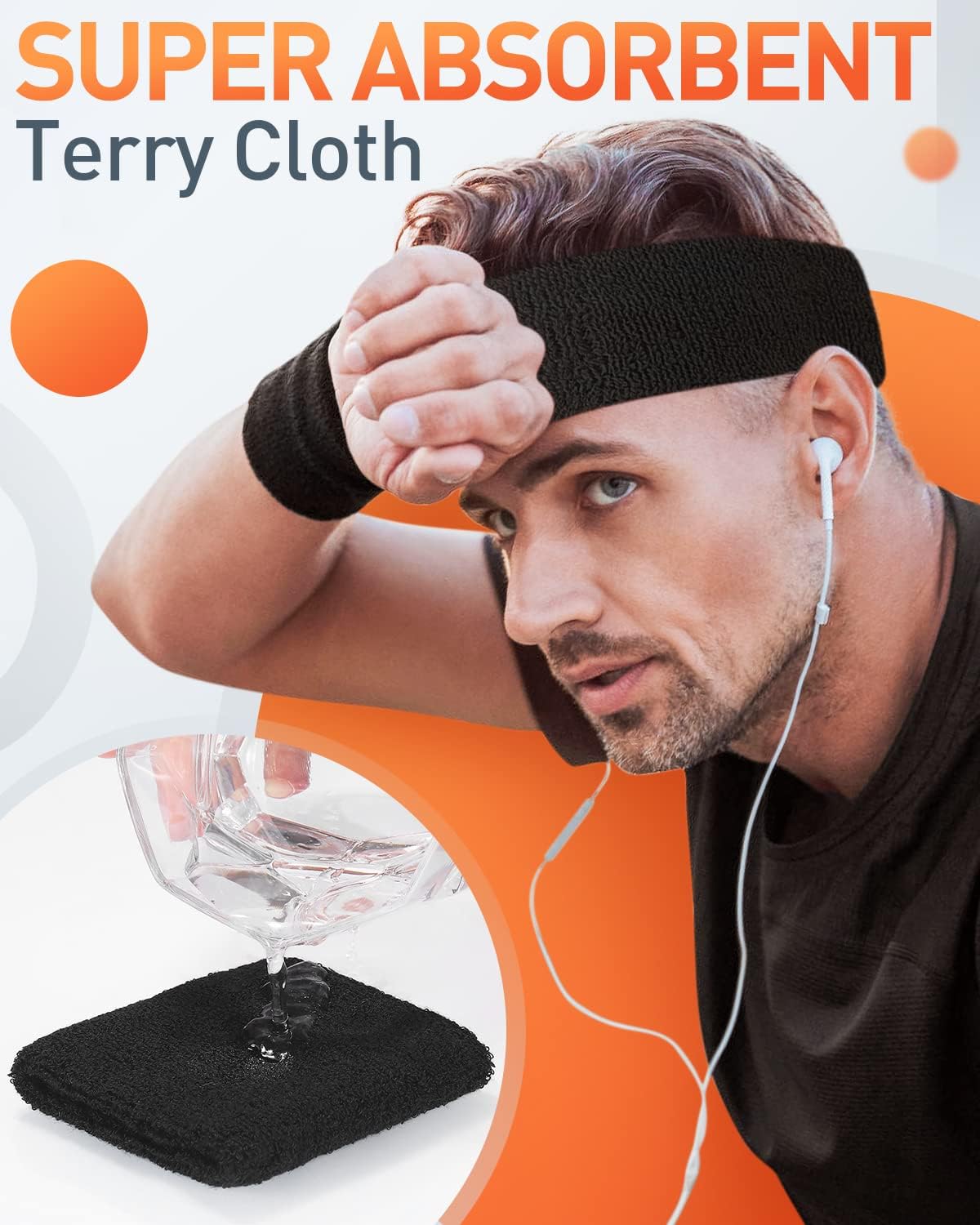 Tanluhu Sweatbands | Terry Cloth Athletic Headbands for Sports - Perfect for Men & Women