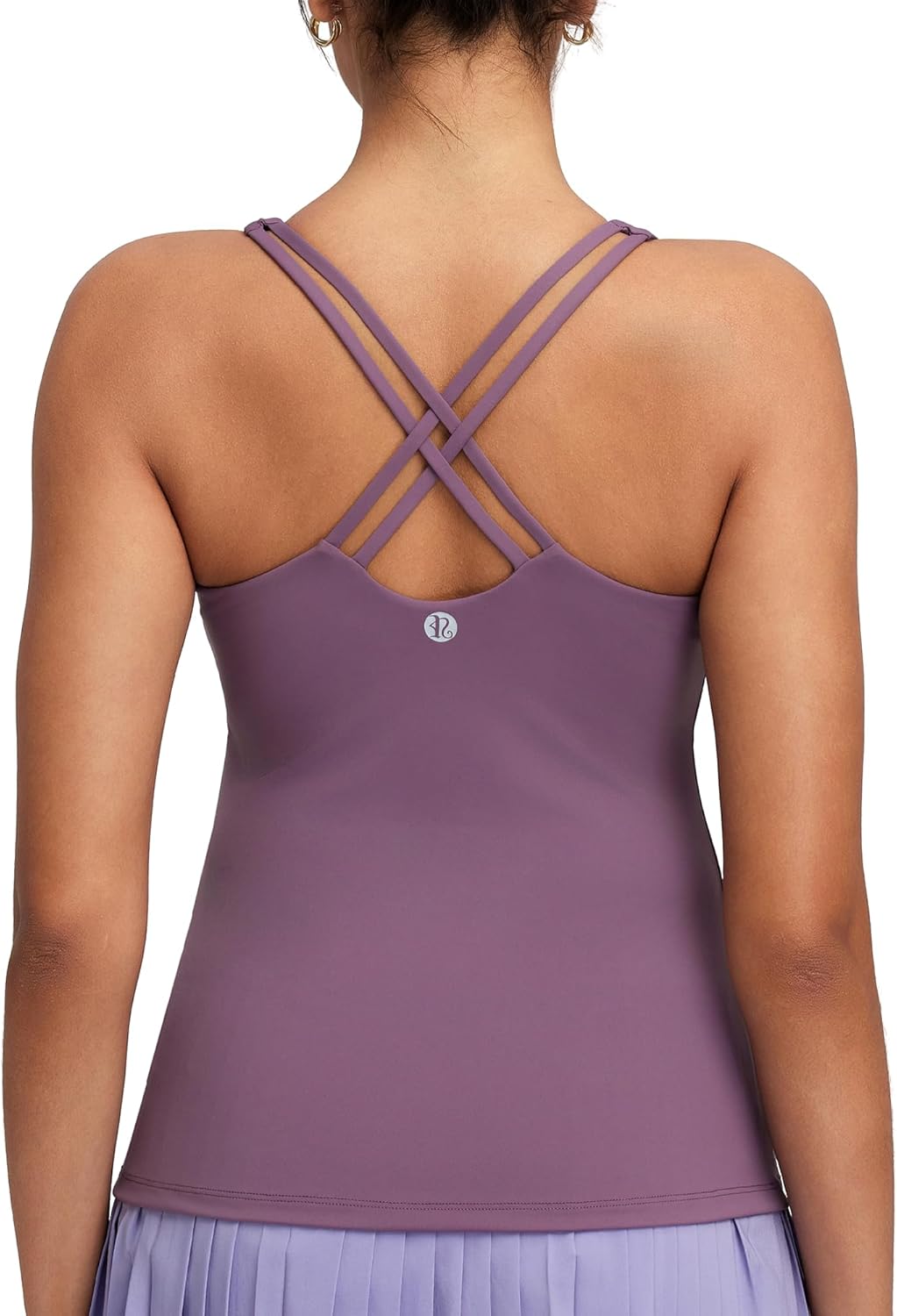 Running Girl Women's Workout Tank Tops - Built-In Bra & Crisscross Back | Padded Athletic Yoga Shirts