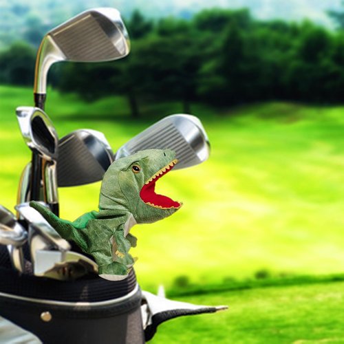 Golf Club Head Cover Funny Cartoon Golf Animal Wood Pole Set Suitable for 460 cc (Green Dinosaur)
