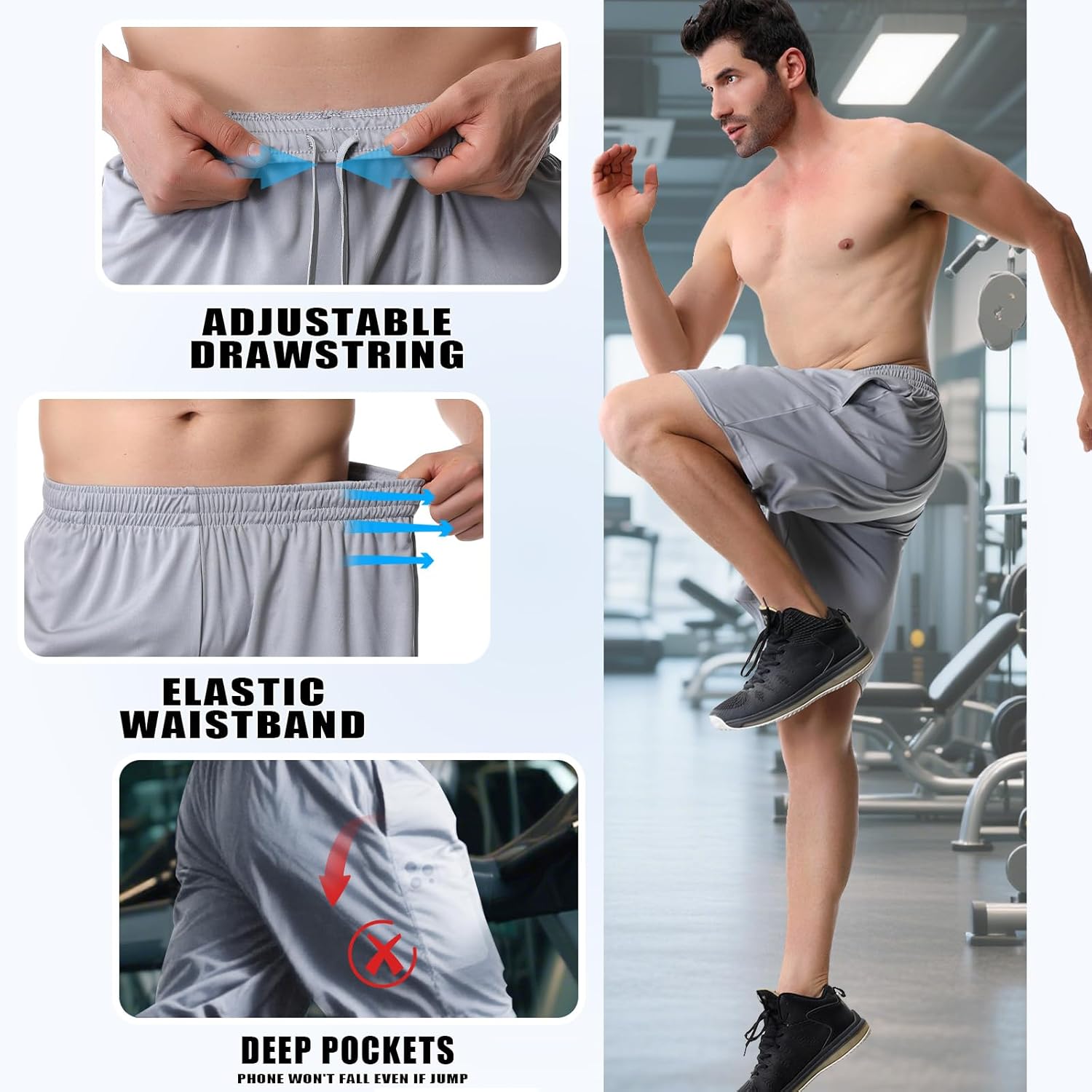 Skiennix Athletic Gym Shorts for Men - Quick-Dry Basketball Shorts with Pockets | Ideal for Running & Workouts