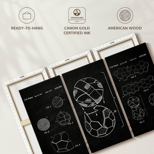 ElephantStock Soccer Ball Canvas Art - Multi-Piece 3 Panel Decor for Boys - 50" X 32" Sports Wall Art