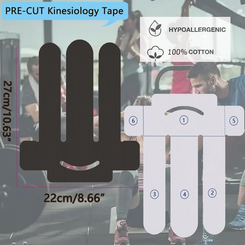 Kinesiology Tape for Shoulder Precut, 12 PCS Shoulder Tape for Pain Relief, Original Cotton Waterproof & Breathable, Enhance Elastic Sports Tape for Pain Support and Muscle Sports(Black)