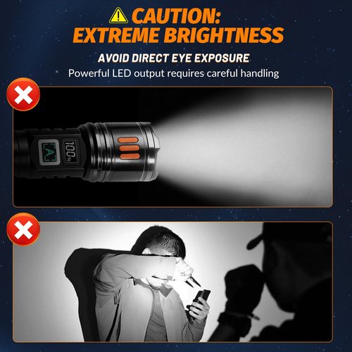 AYL Rechargeable Flashlights 2 Pack, Super Bright High Lumens Flash Light, 6 Modes Zoomable Linternas with LCD Display, High Powered Handheld LED Flashlights for Home, Emergencies, Camping