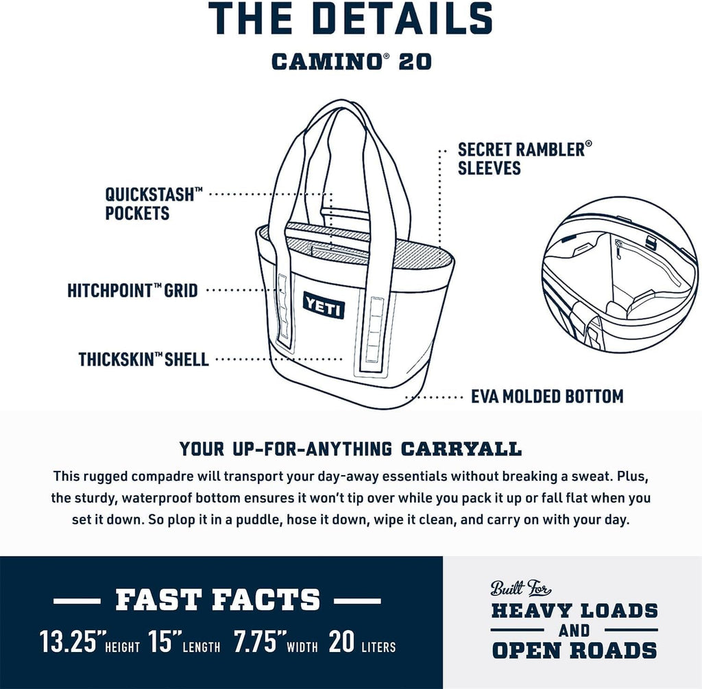 YETI Camino 20 Carryall - Versatile Utility Bag with Internal Dividers for Easy Organization