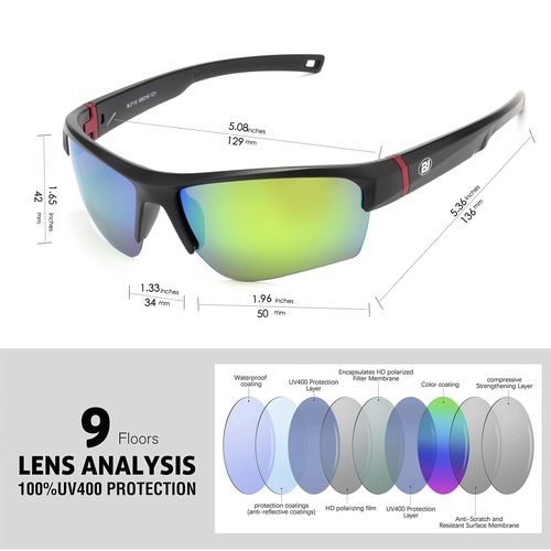 Floating Polarized Sunglasses for Men Women Fishing Boating Kayaking Sunfing Sports Glasses UV Protection (Black Frame Green Revo)