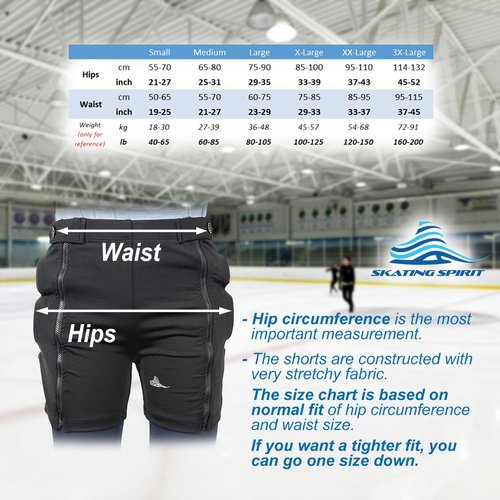 Skating Spirit Zip-on Zip-Off Padded Shorts Protective Crash Pants Tailbone Hip Butt Pad for Skating Skateboarding Skiing Black