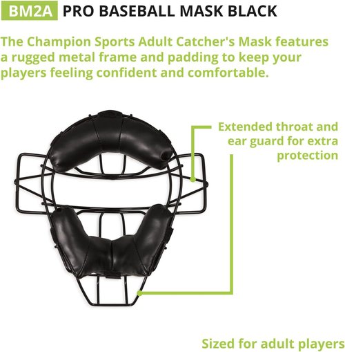 Champion Sports Umpire & Catcher’s Facemask - Pro Baseball Face Protection | Adjustable & Lightweight for All Sizes