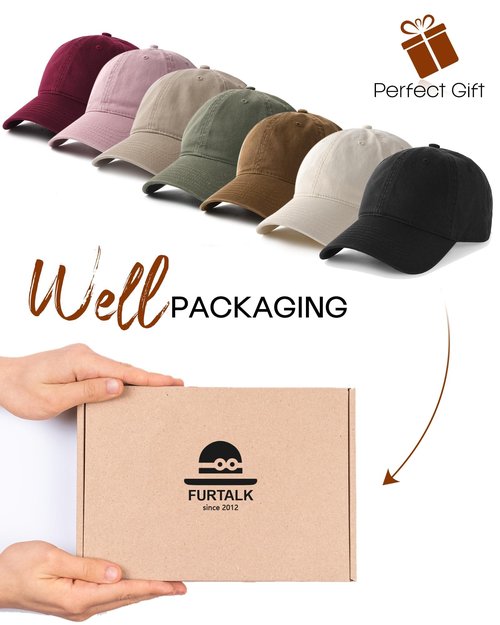 FURTALK Men and Women Vintage Washed Distressed Cotton Baseball Cap Plain Blank Adjustable Classic Baseball Hat Cap