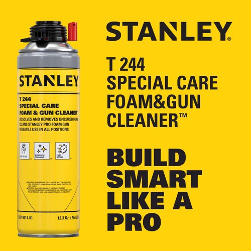 STANLEY Spray Foam Dispensing Gun Cleaner - Uncured Expanding Polyurethane Foam Dissolver - 12.3 oz, 2 Pack