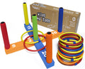Skiennix Ring Toss Game - Fun Indoor & Outdoor Family Game with 5 Poles, 2 Bases & 16 Colorful Rings