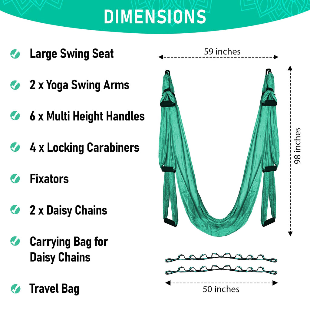 YOGA SWING PRO Premium Aerial Hammock Anti gravity Yoga Swing Kit - Acrobat Flying Sling Set for Indoor and Outdoor Inversion Therapy