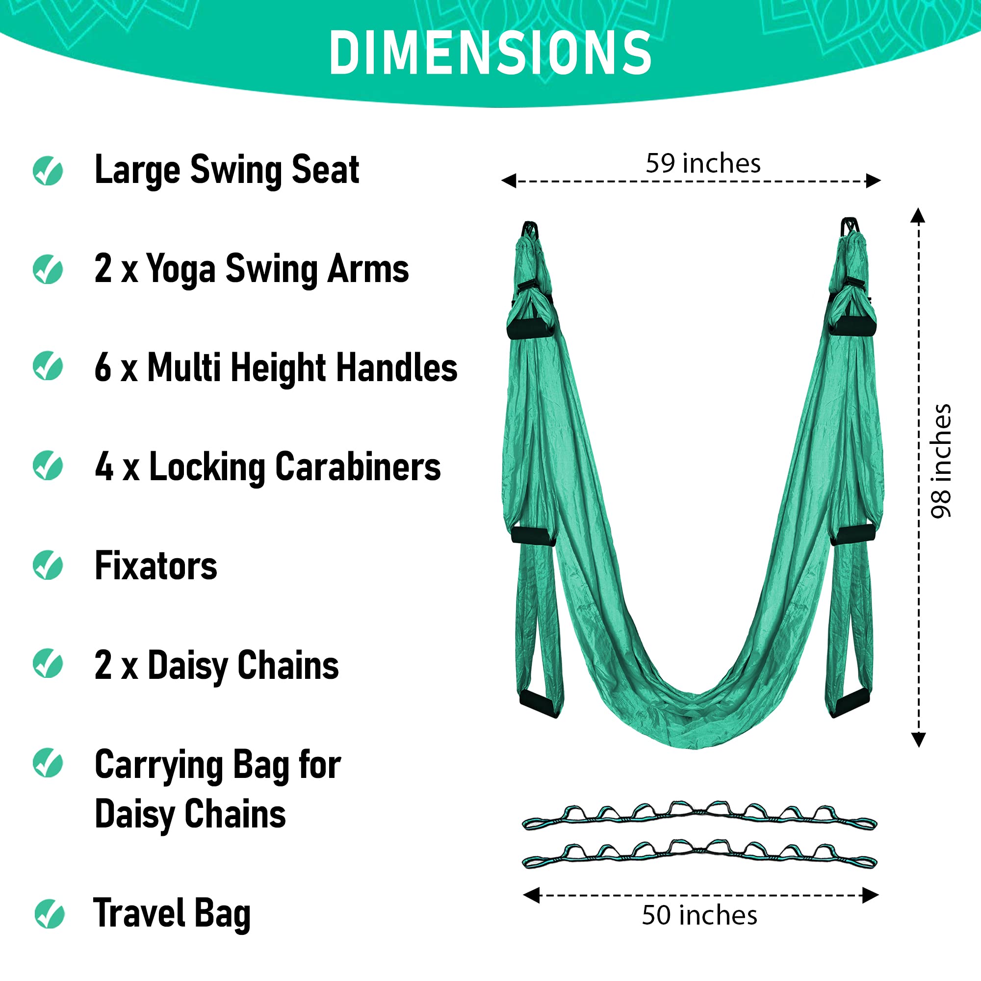 YOGA SWING PRO Premium Aerial Hammock Anti gravity Yoga Swing Kit - Acrobat Flying Sling Set for Indoor and Outdoor Inversion Therapy
