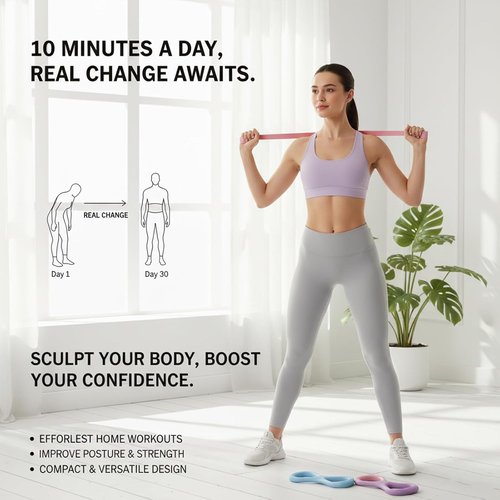 Cur8trend Exercise Band - Figure 8 Resistance Bands with Handles | 20 lb Tension for Arm Workouts & Yoga Stretching