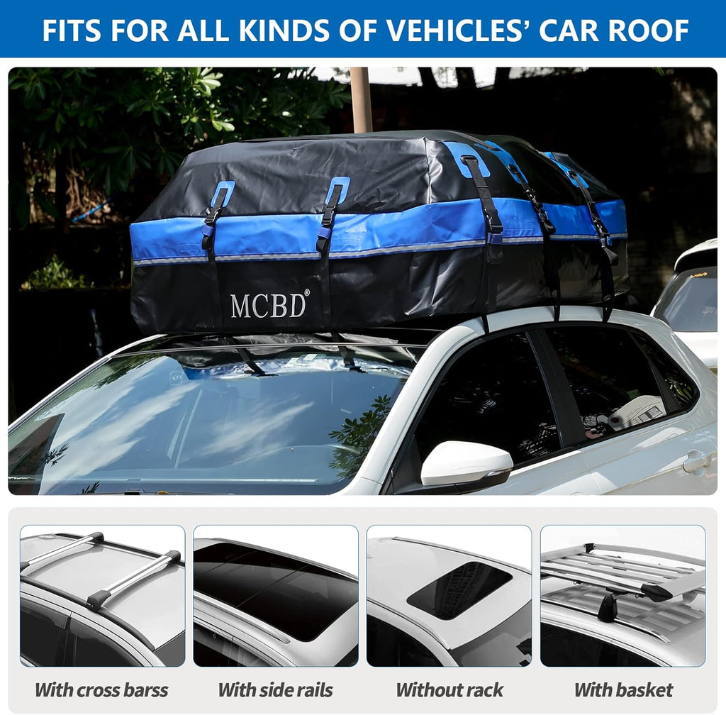 Skiennix Rooftop Cargo Carrier - 21 Cubic Feet Soft-Shell Waterproof Luggage Bag for SUVs | Includes 10 Straps & Anti-Slip Mat