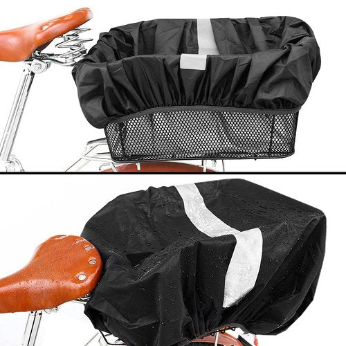 ANZOME Rear Bike Basket with Waterproof Rain Cover, Heavy Duty Wire Bicycle Cargo Rack for Commuting, School & Small Pets, Large Reflective Back Carrier Storage (Easy Install, 44lbs Capacity)
