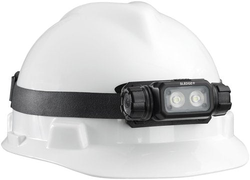 Streamlight 89019 Sledge 1000-Lumen Max 600-Lumen Standard 1800-Candela Rechargeable Low-Profile LED Headlamp with Elastic and Rubber Hard Hat Straps, Black