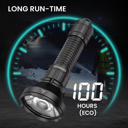 Sofirn Tactical Flashlight High Lumens – 3162ft Ultra-Long Throw Spotlight, 2000 Lumens Searchlight with Dual Tail Switch, Hidden USB-C Rechargeable, IPX8 Waterproof for Hunting, Camping, Emergency