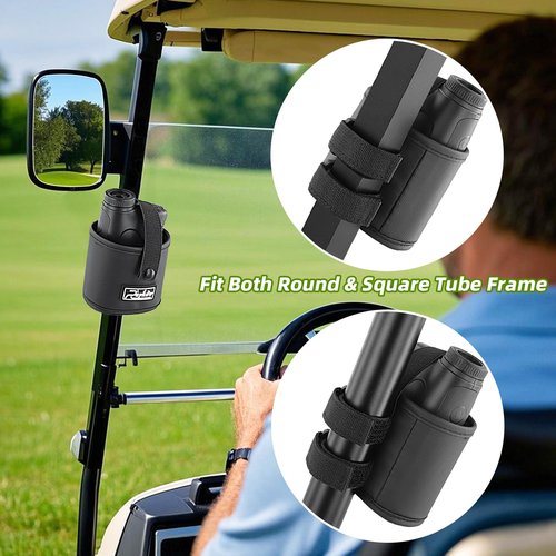 Roykaw Golf Rangefinder Pouch Mount Strap for Golf Cart, Laser Rangefinder Pouch Holder, Golf Push Cart Range Finder Holder, No Drilling Required, Firmly & Suitable Small Items, Black