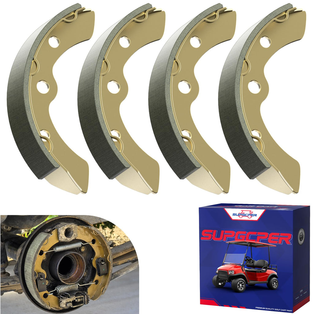 SUPGCPER 4 PCS Long Golf Cart Universal Brake Shoes, Fit Club Car DS&Carryall 1981-1994, EZGO XI-Serial 1983-1986, for Yamaha G1 1978-1980 2-Cycle, Golf Cart Brake Pads Replace OEM# 101146302 1011296
