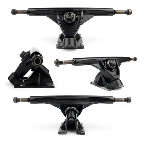 VJ Longboard Skateboard Trucks, 7inch 178mm, 50º Bases, Reverse Kingpin for Downhill, Pintail and Freeride (Set of 2) (Black)