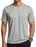 TACVASEN Mens Workout T Shirts Dry Fit Gym Shirts Short Sleeve Athletic Running Tshirts Sun Protection Swim Shirt Grey L
