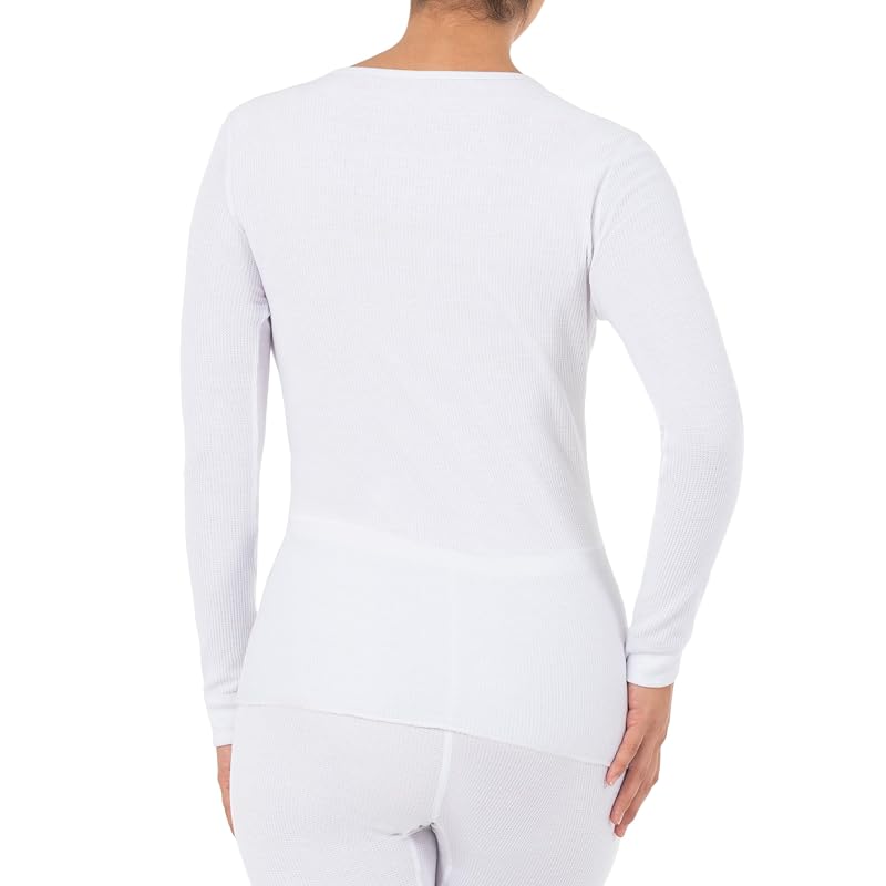 Fruit of the Loom Womens Micro Waffle Thermal Underwear Tee, White - 1 Pack, Large