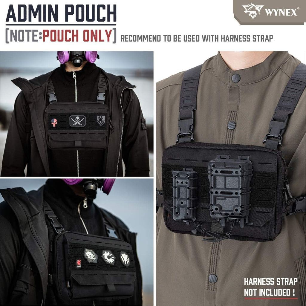 WYNEX Tactical Admin Pouch - Tri-Fold Design | MOLLE Tool & First Aid Organizer | Includes USA Flag Patch