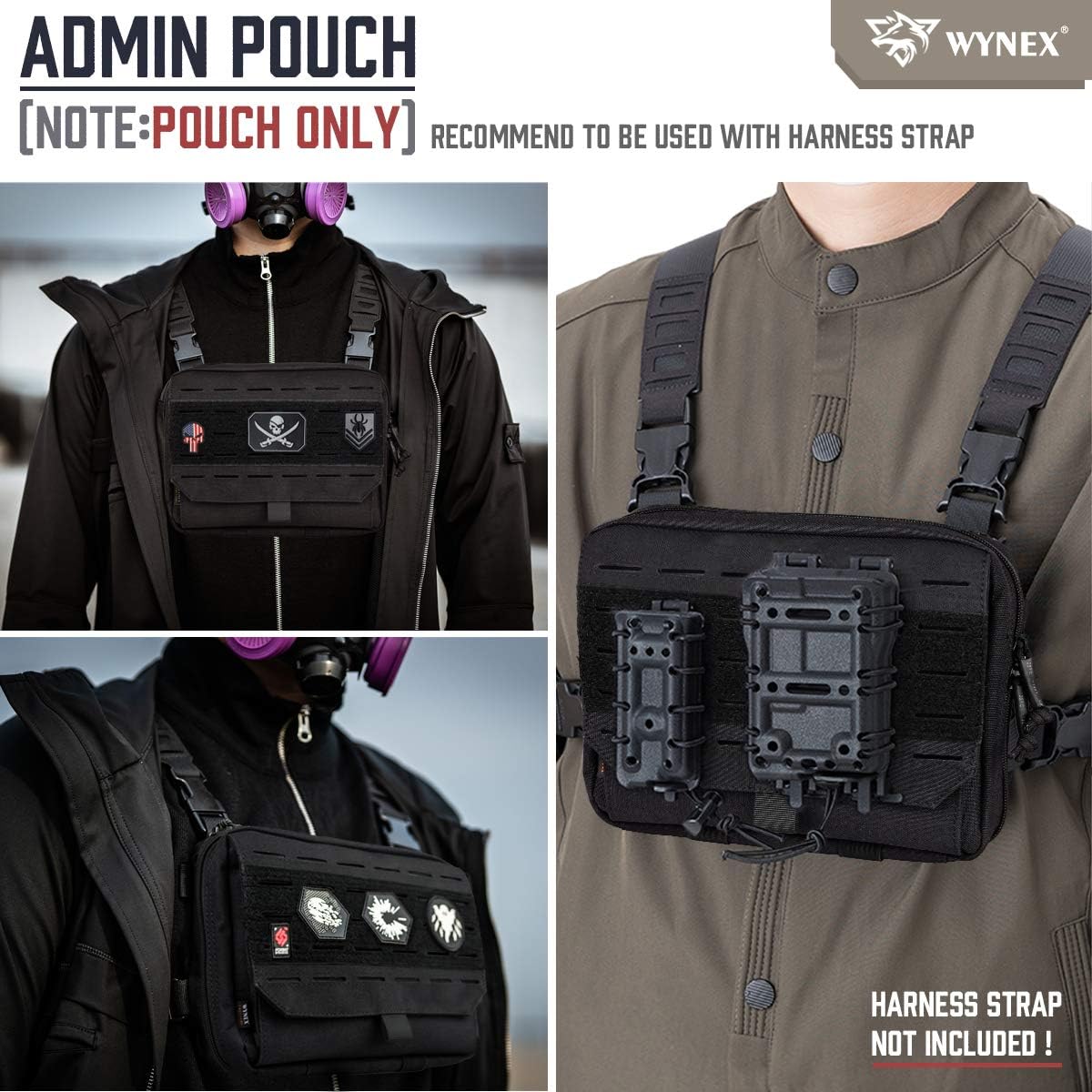 WYNEX Tactical Admin Pouch - Tri-Fold Design | MOLLE Tool & First Aid Organizer | Includes USA Flag Patch