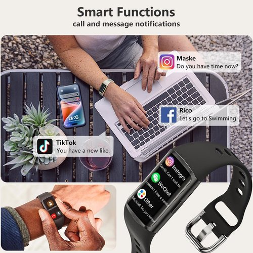 FITVII FINO 2 Slim Fitness Tracker - Smart Watch with Blood Oxygen & Sleep Monitor | IP68 Waterproof, 24/7 Heart Rate & Blood Pressure Tracking