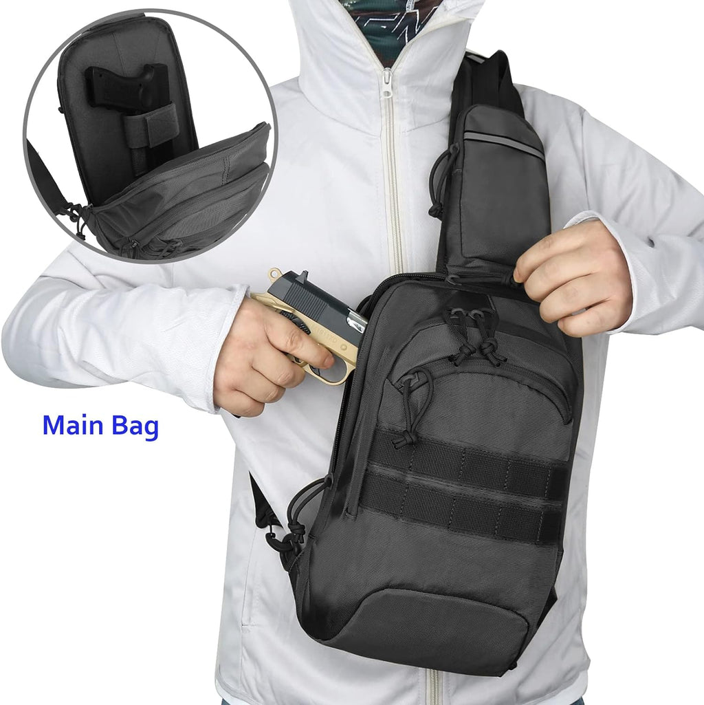Skiennix Tactical Sling Chest Bag - Compact EDC Shoulder Pack for Concealed Carry | Dual Holster Design