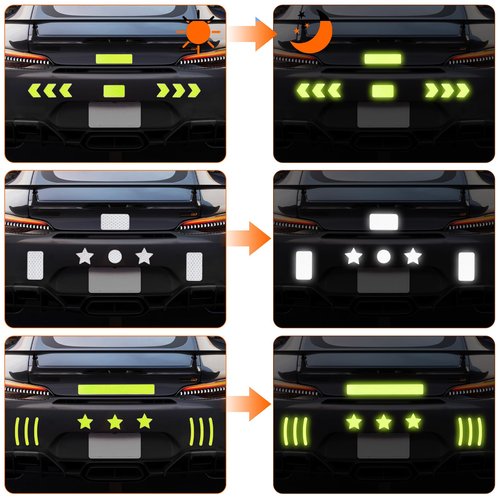104 PCS Reflective Stickers, High Visibility Safety Tape for Bike Helmet, Bicycle, Motorcycle, Stroller, Wheelchairs, Waterproof Night Visibility Decals, Micro-Prismatic, 2 Colors (Yellow & Gray)