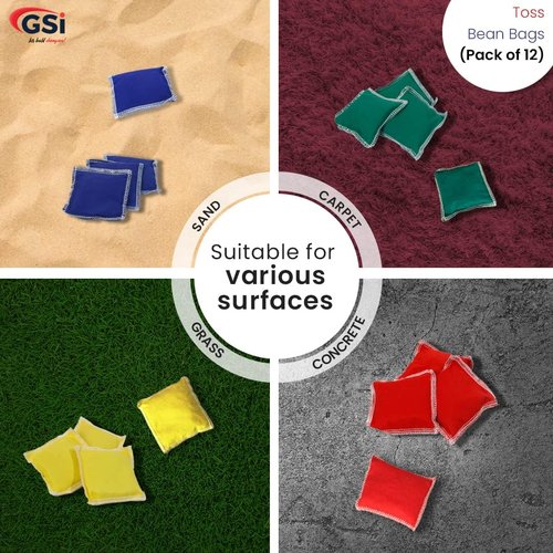 GSi Mini Bean Bags & Rainbow Play Parachute Set - 12 Pack for Kids' Physical Education & Games