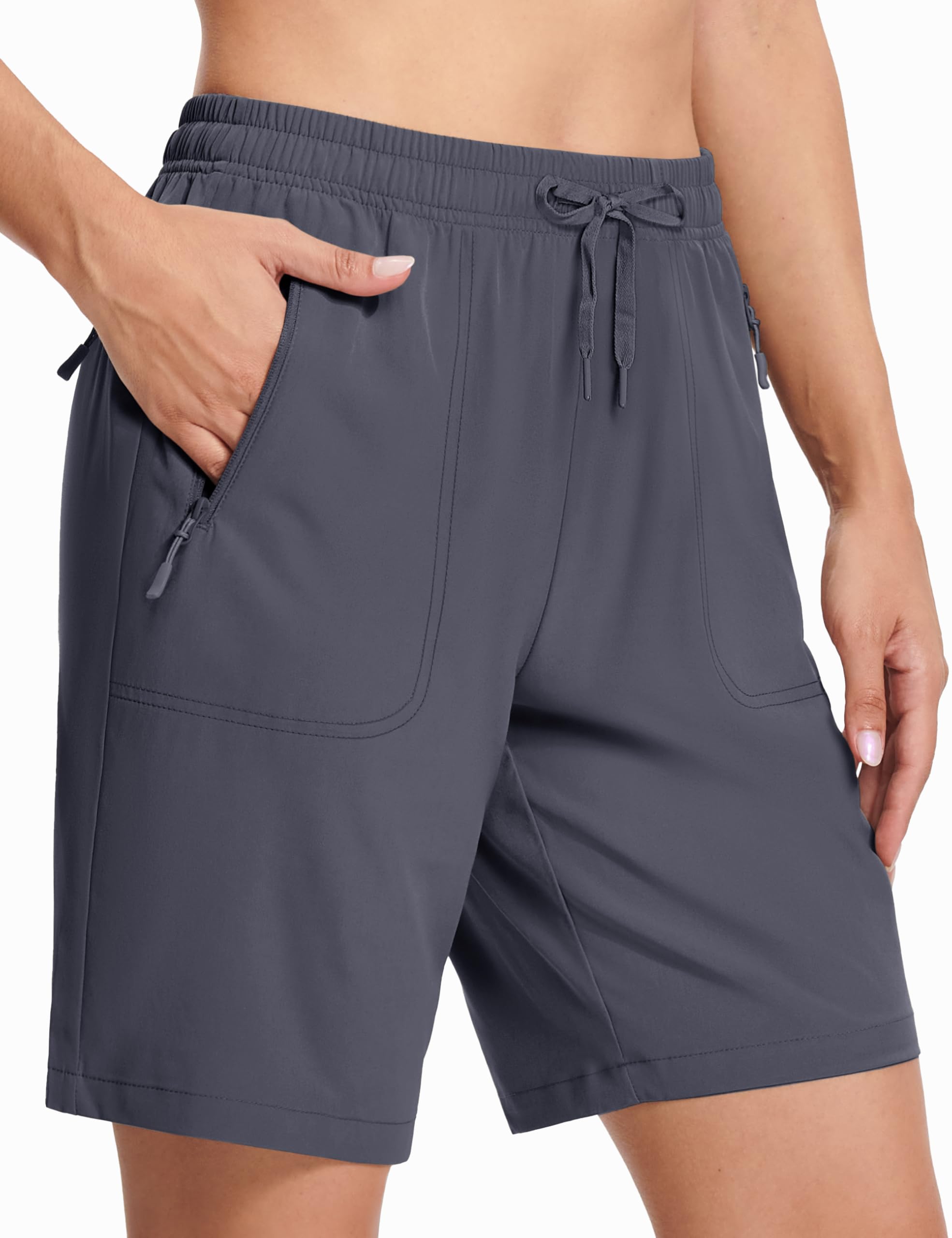 MAGCOMSEN Hiking Shorts for Women Quick Dry with Pockets Lightweight Water Resistant Athletic Golf Dark Grey S