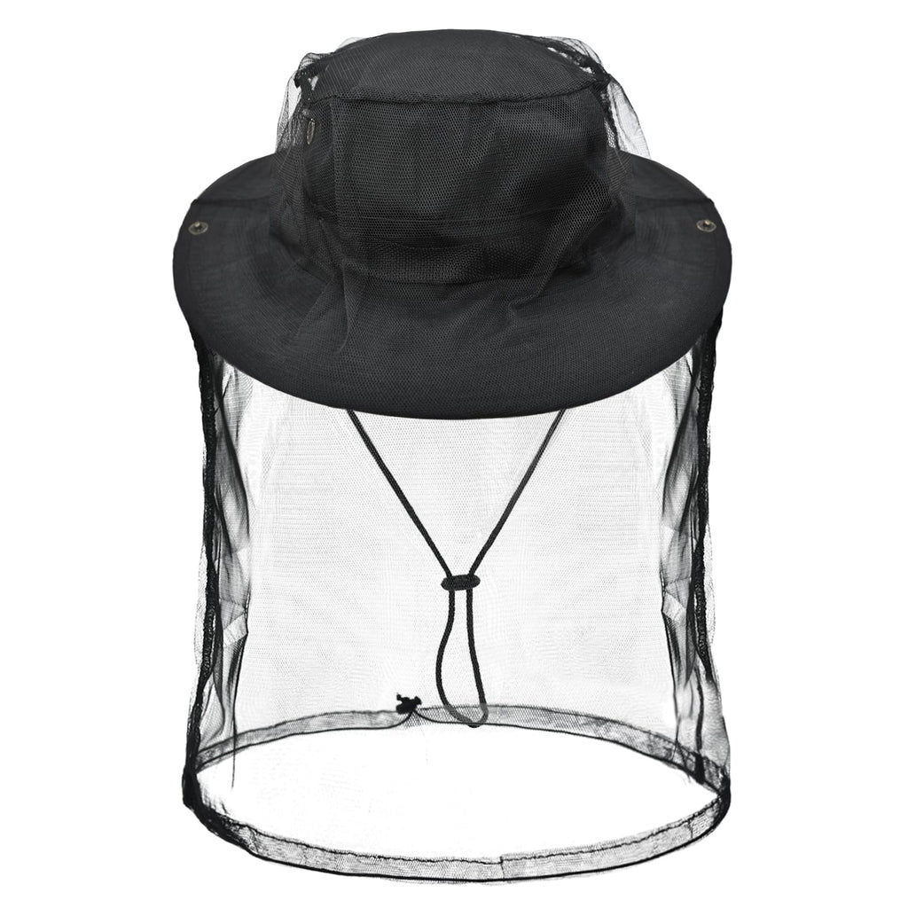 Sun Hats for Men Women Bucket Hat UPF 50+ Boonie Hat Foldable UV Protection Hiking Beach Fishing Summer Safari with Removable Head Net Mesh(1pack-Black)