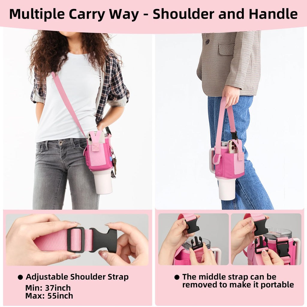 Xxerciz Carrier Bag for Stanley 40 oz Tumbler with Handle, Crossbody Bag with Phone Holder Pocket, Water Bottle Bag with Adjustable Strap for Stanley Cup Accessories
