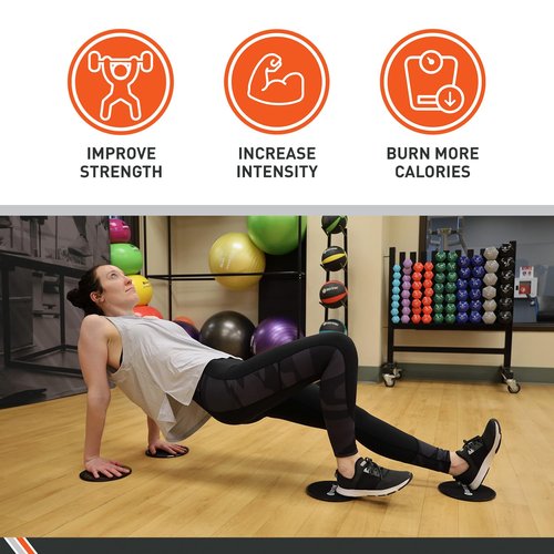 Body Sport Gliders Exercise Sliders Workout Sliders 7-Inch Round Black Foam Discs