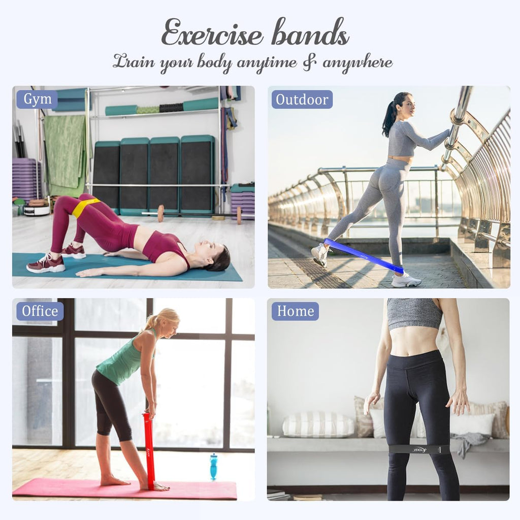 VEICK Resistance Loop Exercise Bands - Set of 5 Elastic Workout Bands for Home Fitness & Strength Training