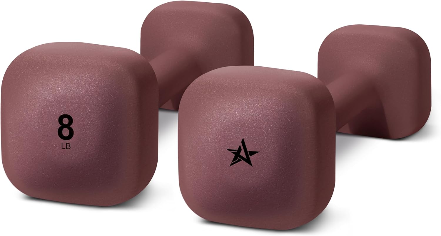 Yes4All Square Neoprene Dumbbell Set | Anti-Roll, Anti-Slip Hand Weights for Home Gym | 2lb - 20lb, 4 Colors