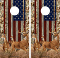 Speed Demon Cornhole Board Wraps - Buck & Does Design with American Flag & Camo | Set of 2 Laminated Decals