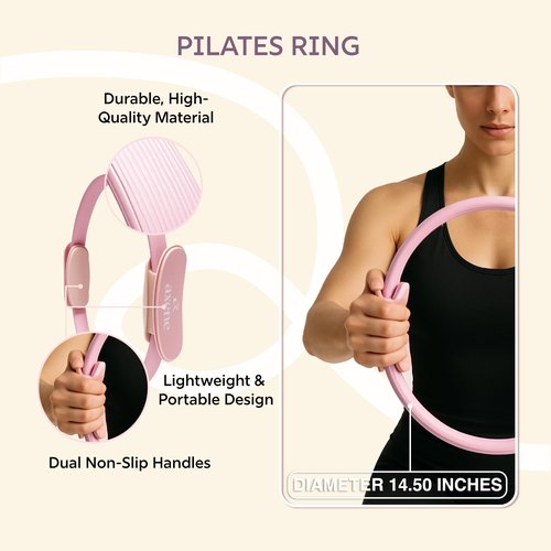 Axene At Home Pilates Kit for Women – Pilates Ring and Ball Set with Resistance Bands, Mini Ball, Exercise Guide & Carry Bag – Complete Pilates Essentials Kit for Home Workout