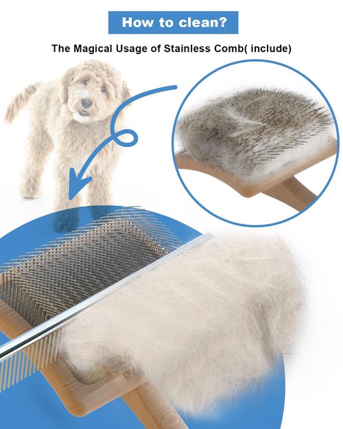 Dog Slicker Brush - Professional Grooming Tool for Large Doodles | Effortlessly Removes Tangles & Mats - 3.8"x3.2" Head