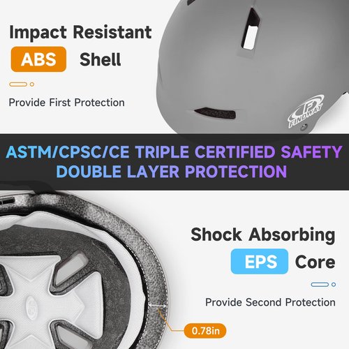 Findway Pro Skateboard Helmet [Safety Certified] Two Removable Liners Bike Helmet for Kids Youth & Adults for Skate, Scooter, Commuter, Longboard & Incline Skating Rollerblading with Adjustable Dial