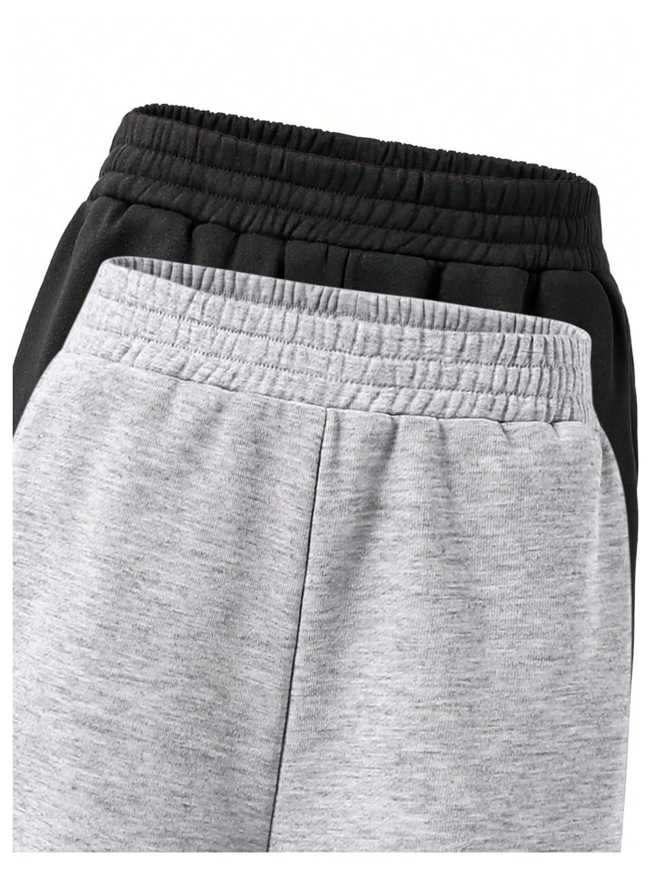 RoseSeek Girl's Baggy Sweatpants Elastic Waist Wide Leg Pants Joggers Track Sweat Pants Trouser 2 Pack Black Grey 12Y
