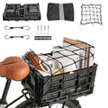 BEEYEO Bike Basket Rear,Foldable Rear Rack Bicycle Basket,Collapsible Bike Baskets with Mesh Pocket Waterproof Cover for Adult Bikes,Milk Crate Bicycle Storage Carry for Pets Fruit Shopping Outings